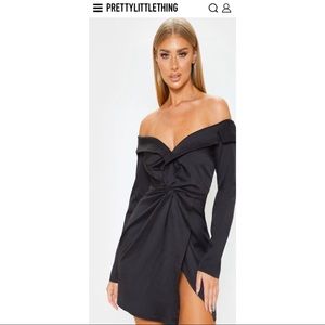 Deep cut V wrap dress.